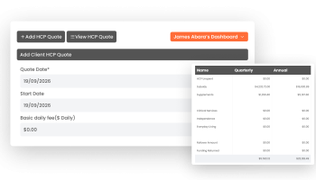 Snippet of Nightingale client management software with dashboard accessibility